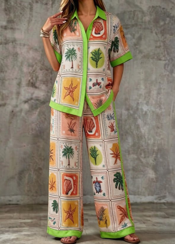 Summer Womens Shirt Set With A Digital-print Collar - RALO COLLECTION STUDIO