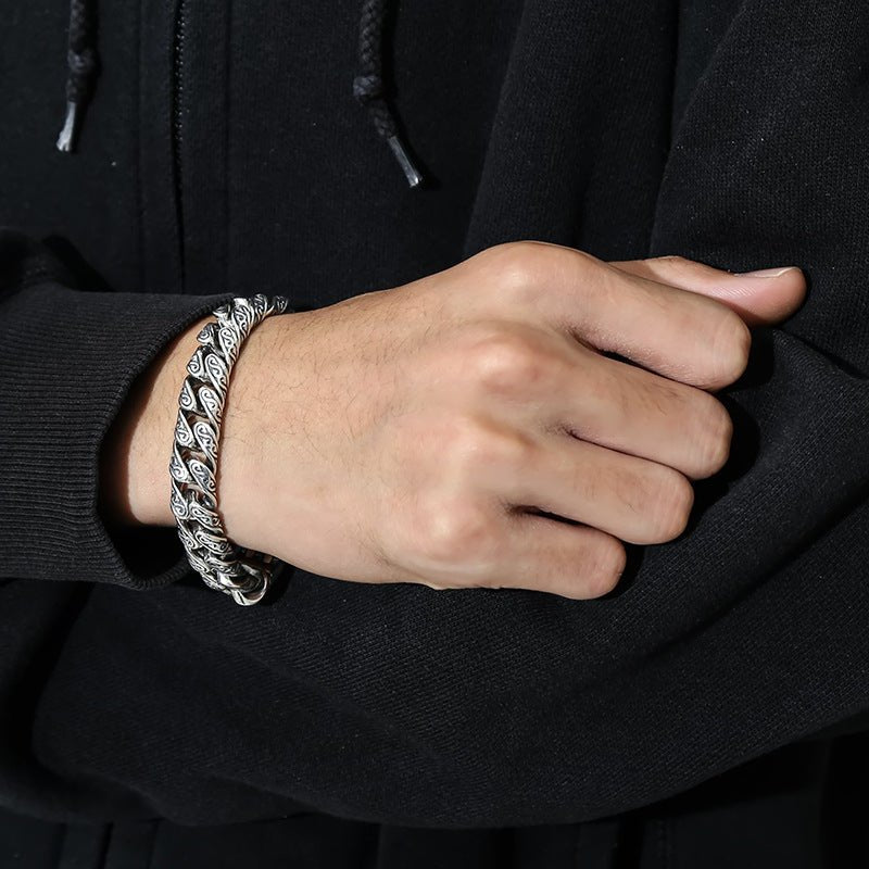 Tangcao Pattern Silver-plated Bracelet For Men Thick Type - RALO COLLECTION STUDIO