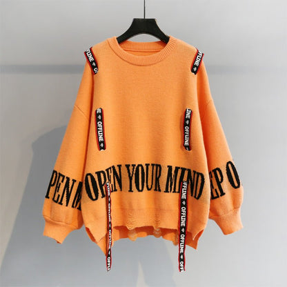 Turtleneck sweater letter holes - RALO COLLECTION STUDIO