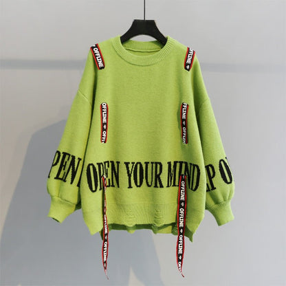 Turtleneck sweater letter holes - RALO COLLECTION STUDIO