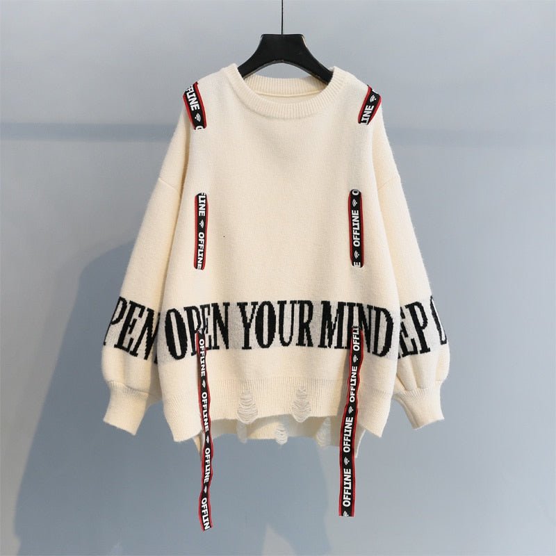 Turtleneck sweater letter holes - RALO COLLECTION STUDIO