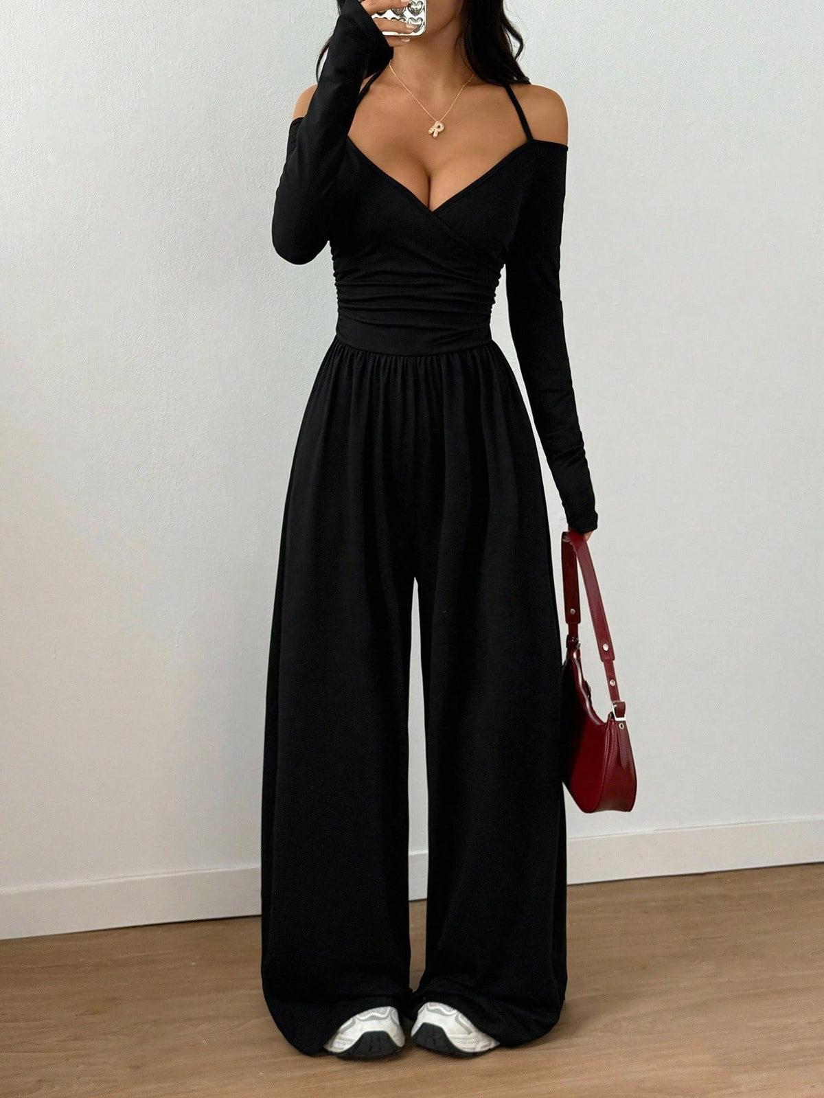 V-neck Halter Lace-up Long-sleeve Jumpsuit For Women - RALO COLLECTION STUDIO