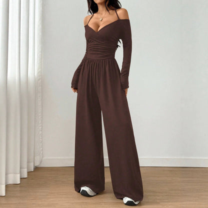 V-neck Halter Lace-up Long-sleeve Jumpsuit For Women - RALO COLLECTION STUDIO