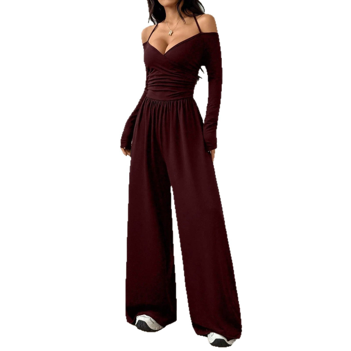 V-neck Halter Lace-up Long-sleeve Jumpsuit For Women - RALO COLLECTION STUDIO