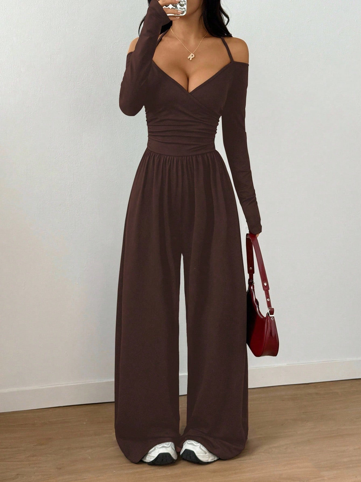 V-neck Halter Lace-up Long-sleeve Jumpsuit For Women - RALO COLLECTION STUDIO