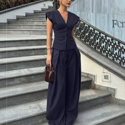 V-neck Sleeveless Wide-leg Pants Set - RALO COLLECTION STUDIO