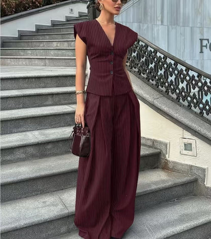 V-neck Sleeveless Wide-leg Pants Set - RALO COLLECTION STUDIO