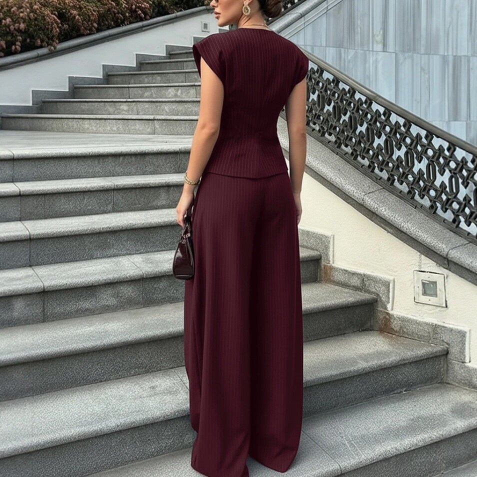 V-neck Sleeveless Wide-leg Pants Set - RALO COLLECTION STUDIO