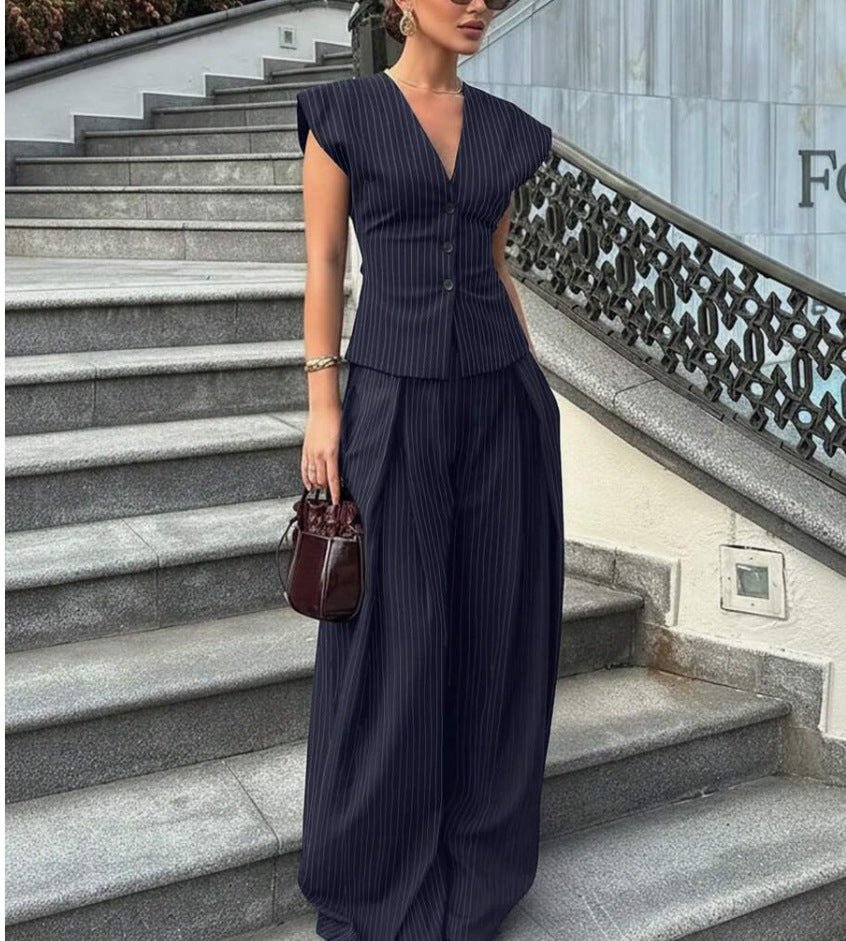 V-neck Sleeveless Wide-leg Pants Set - RALO COLLECTION STUDIO