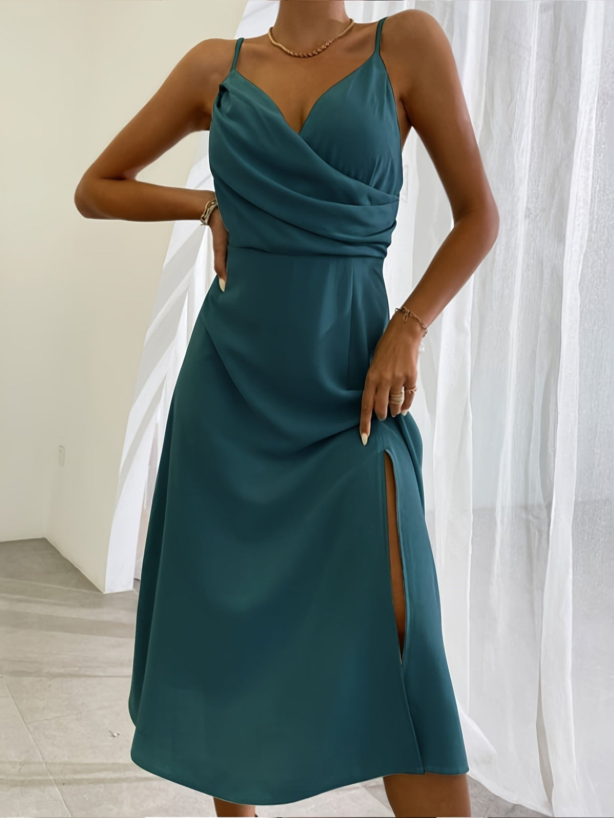 V-neck Slit Sling Dress Summer Fashion Sexy Slim Suspender Dresses For Women Clothing - RALO COLLECTION STUDIO