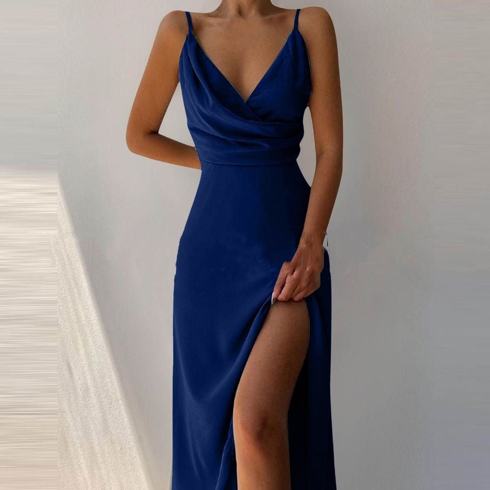 V-neck Slit Sling Dress Summer Fashion Sexy Slim Suspender Dresses For Women Clothing - RALO COLLECTION STUDIO