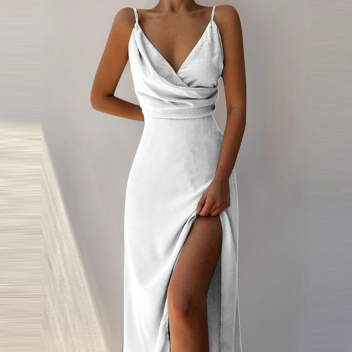 V-neck Slit Sling Dress Summer Fashion Sexy Slim Suspender Dresses For Women Clothing - RALO COLLECTION STUDIO