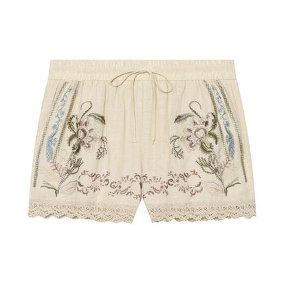 Versatile Casual Top And Drawstring-waist Embroidered Shorts Set - RALO COLLECTION STUDIO
