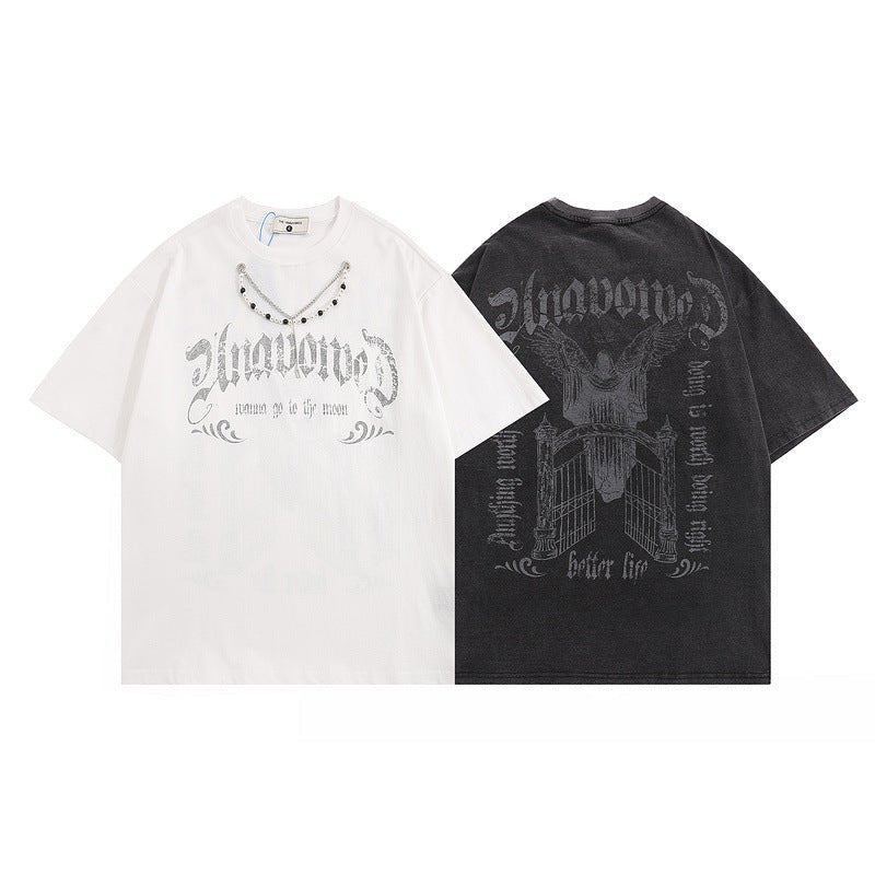Vintage Letter Print Short Sleeve T-shirt For Men And Women - RALO COLLECTION STUDIO
