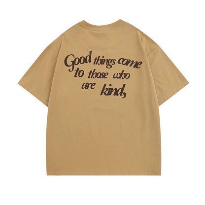 Vintage Letter Print Short Sleeve T-shirt For Men And Women - RALO COLLECTION STUDIO