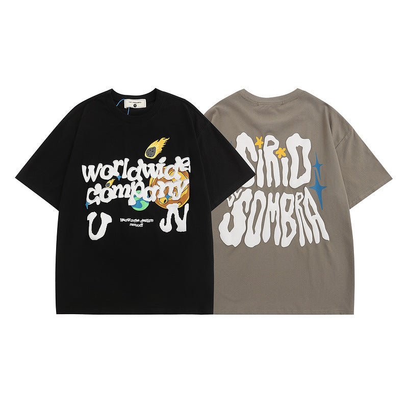 Vintage Letter Print Short Sleeve T-shirt For Men And Women - RALO COLLECTION STUDIO