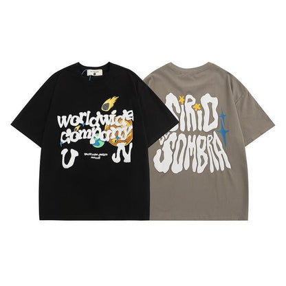 Vintage Letter Print Short Sleeve T-shirt For Men And Women - RALO COLLECTION STUDIO