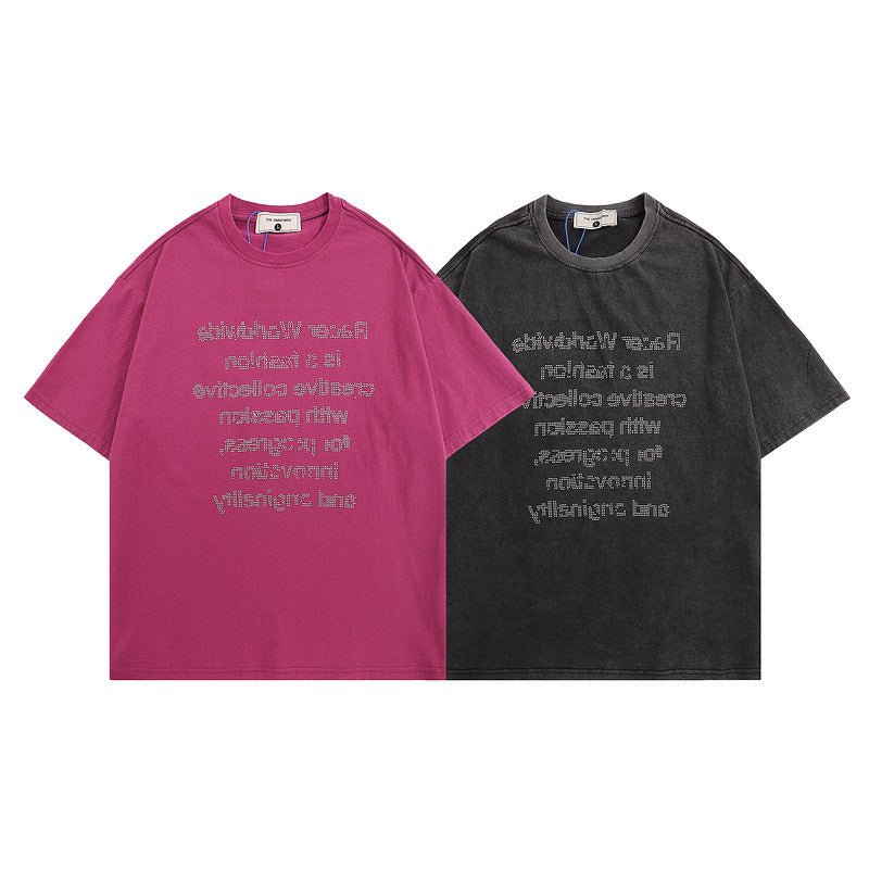 Vintage Letter Print Short Sleeve T-shirt For Men And Women - RALO COLLECTION STUDIO