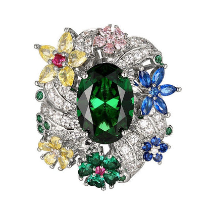 RALO Collection | Vintage Peacock Green Crystal Open Band Ring – Elegant Women’s Fashion Jewelry - RALO COLLECTION STUDIO