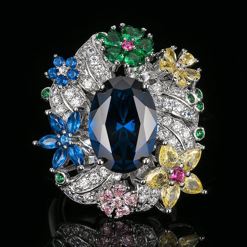 RALO Collection | Vintage Peacock Green Crystal Open Band Ring – Elegant Women’s Fashion Jewelry - RALO COLLECTION STUDIO