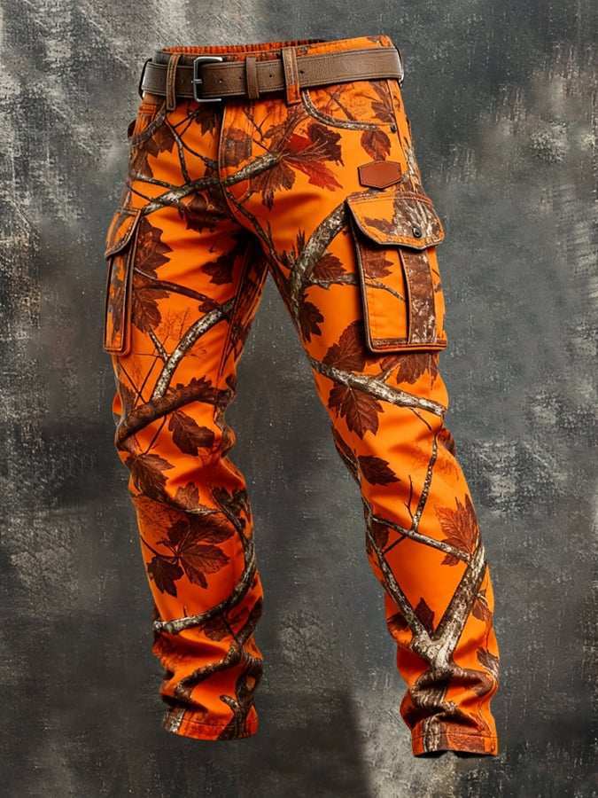 Vintage Stripe Patchwork Men Cargo Pants Multi Pockets Workwear Trousers Contrast Knee Splice Streetwear Casual Long Pants - RALO COLLECTION STUDIO