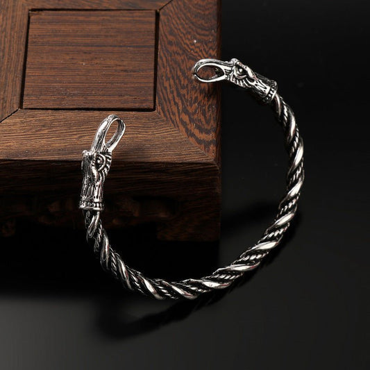 Vintage Viking Raven Open-End Bracelet For Men - RALO COLLECTION STUDIO