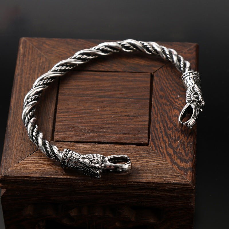 Vintage Viking Raven Open-End Bracelet For Men - RALO COLLECTION STUDIO