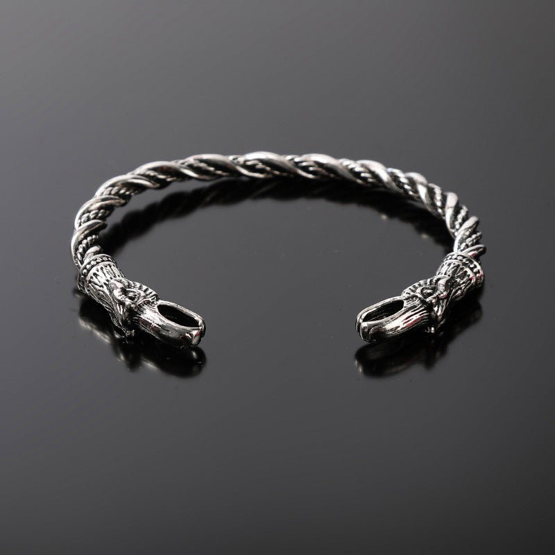 Vintage Viking Raven Open-End Bracelet For Men - RALO COLLECTION STUDIO