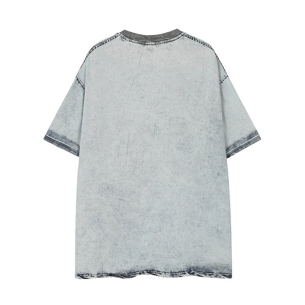 Washed Denim Short-sleeved Shirt For Men - RALO COLLECTION STUDIO