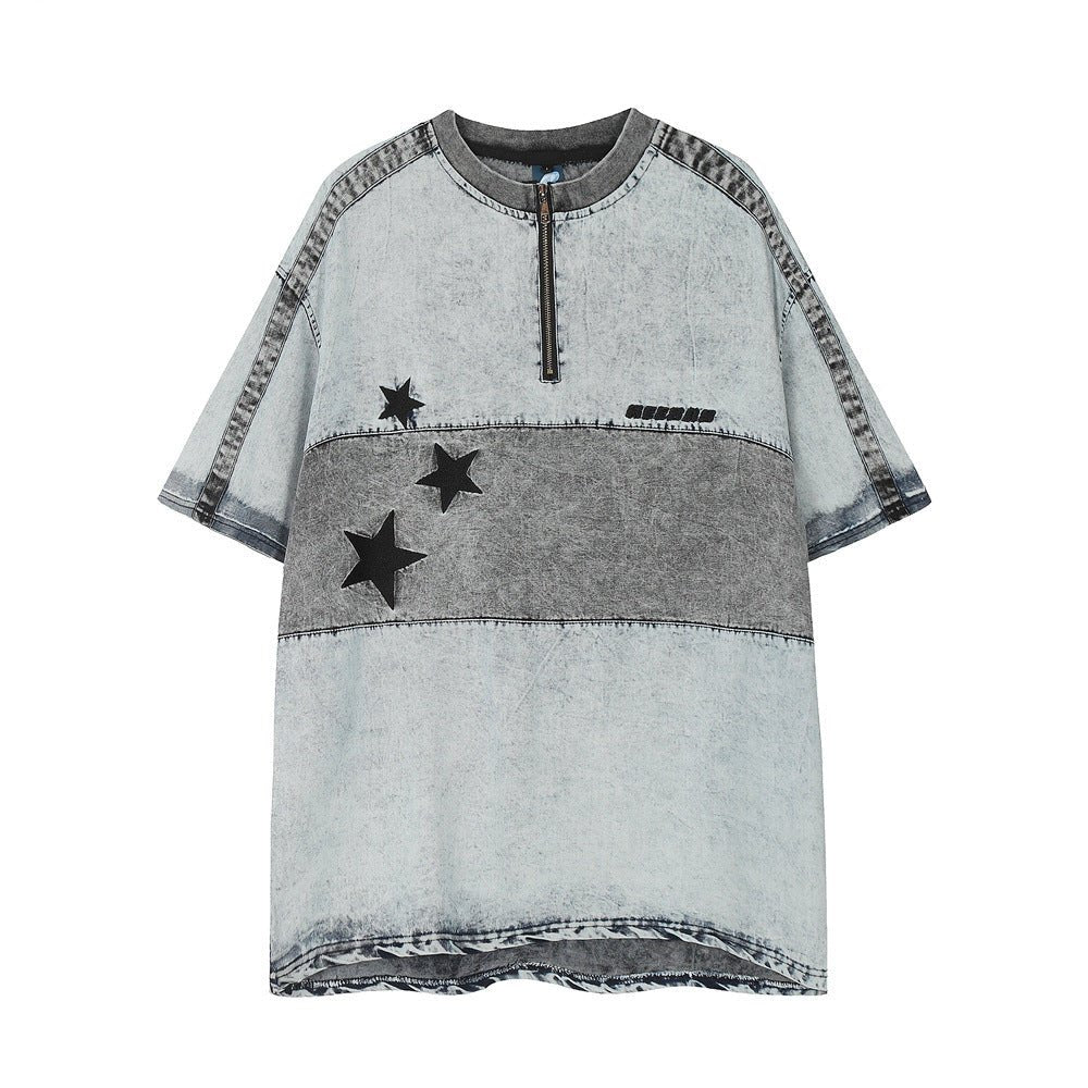 Washed Denim Short-sleeved Shirt For Men - RALO COLLECTION STUDIO