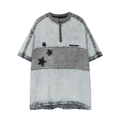 Washed Denim Short-sleeved Shirt For Men - RALO COLLECTION STUDIO