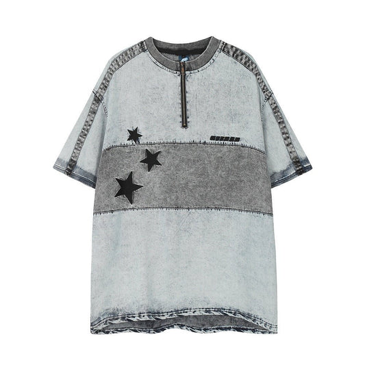 Washed Denim Short-sleeved Shirt For Men - RALO COLLECTION STUDIO
