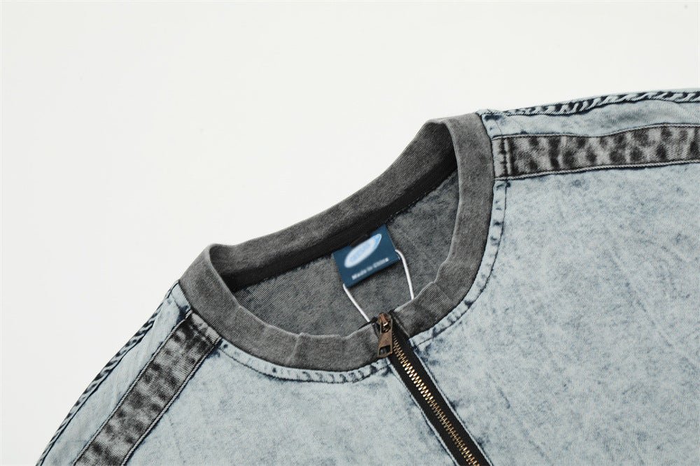 Washed Denim Short-sleeved Shirt For Men - RALO COLLECTION STUDIO