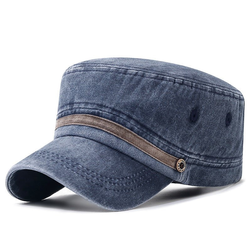Washed Distressed Flat Crown Hat Breathable Sun Protection Outdoor Cap For Men - RALO COLLECTION STUDIO