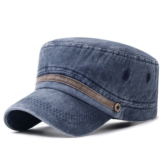 Washed Distressed Flat Crown Hat Breathable Sun Protection Outdoor Cap For Men - RALO COLLECTION STUDIO