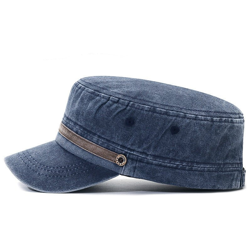 Washed Distressed Flat Crown Hat Breathable Sun Protection Outdoor Cap For Men - RALO COLLECTION STUDIO