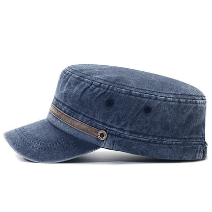 Washed Distressed Flat Crown Hat Breathable Sun Protection Outdoor Cap For Men - RALO COLLECTION STUDIO
