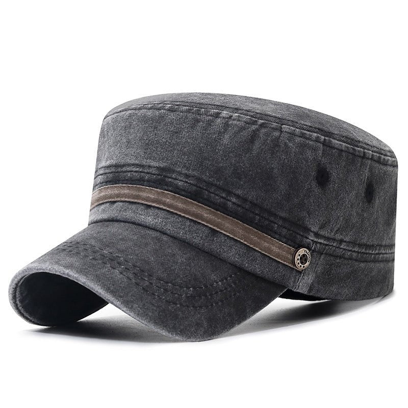 Washed Distressed Flat Crown Hat Breathable Sun Protection Outdoor Cap For Men - RALO COLLECTION STUDIO