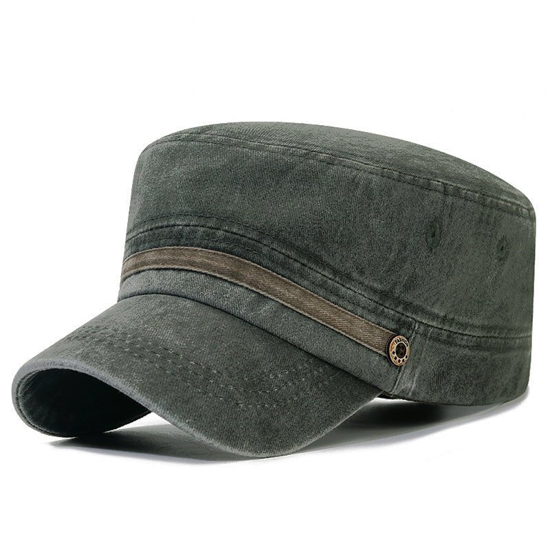 Washed Distressed Flat Crown Hat Breathable Sun Protection Outdoor Cap For Men - RALO COLLECTION STUDIO