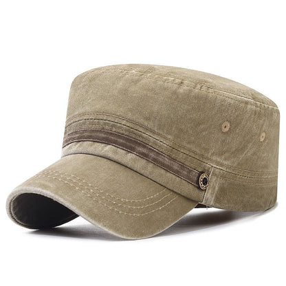 Washed Distressed Flat Crown Hat Breathable Sun Protection Outdoor Cap For Men - RALO COLLECTION STUDIO