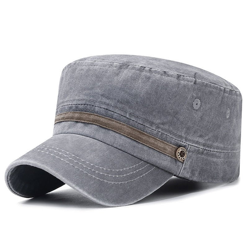 Washed Distressed Flat Crown Hat Breathable Sun Protection Outdoor Cap For Men - RALO COLLECTION STUDIO