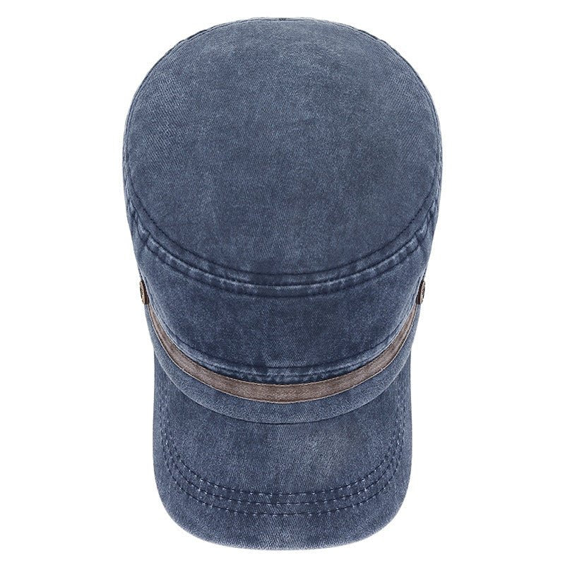 Washed Distressed Flat Crown Hat Breathable Sun Protection Outdoor Cap For Men - RALO COLLECTION STUDIO