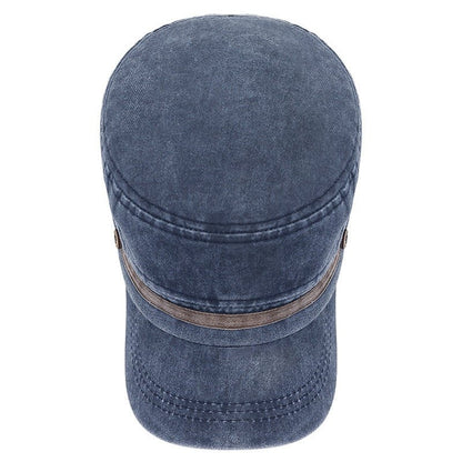 Washed Distressed Flat Crown Hat Breathable Sun Protection Outdoor Cap For Men - RALO COLLECTION STUDIO
