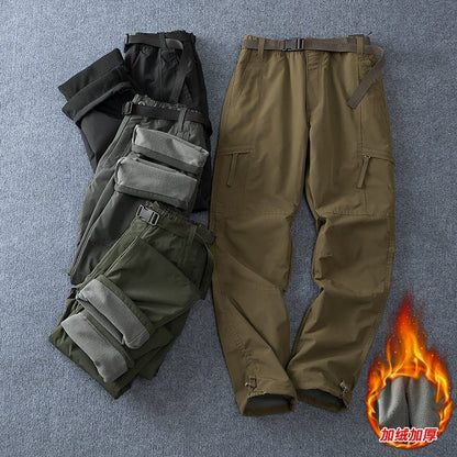 Windproof Pants Men's Motorcycle Riding Autumn And Winter Warm Waterproof Fleece-lined Thickened Ski Mountaineering Charge Workwear Casual Pants - RALO COLLECTION STUDIO