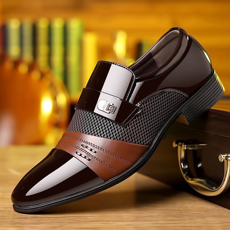 Wine Red Fashion Patchwork Leather Shoes For Men - RALO COLLECTION STUDIO