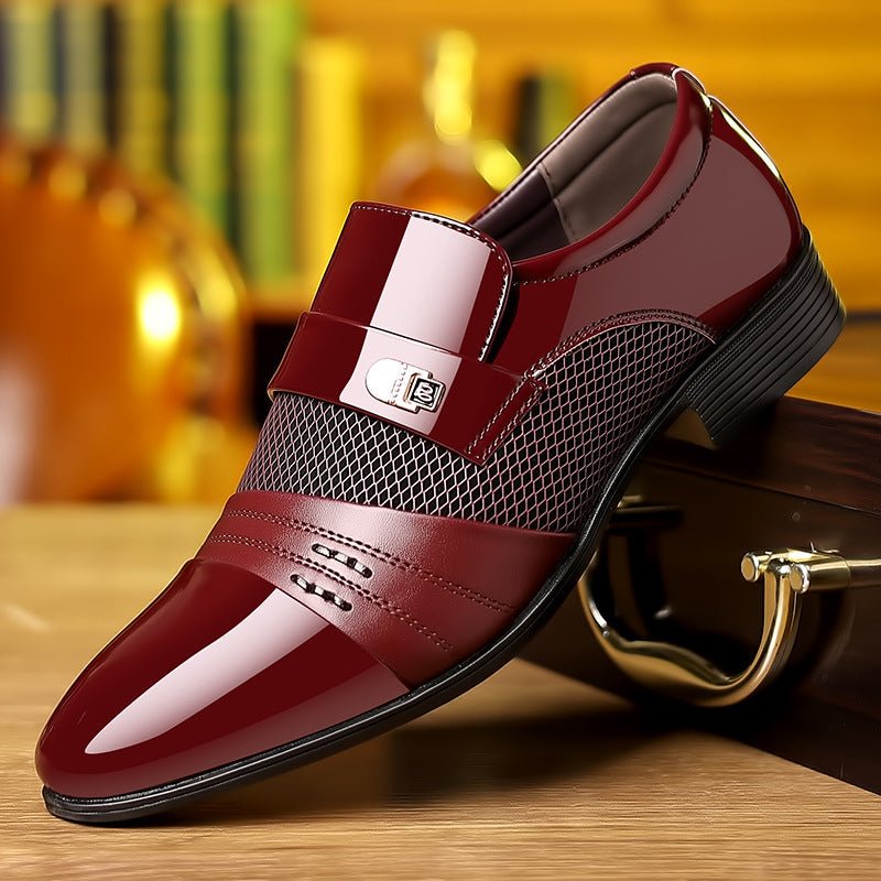 Wine Red Fashion Patchwork Leather Shoes For Men - RALO COLLECTION STUDIO