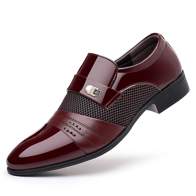 Wine Red Fashion Patchwork Leather Shoes For Men - RALO COLLECTION STUDIO