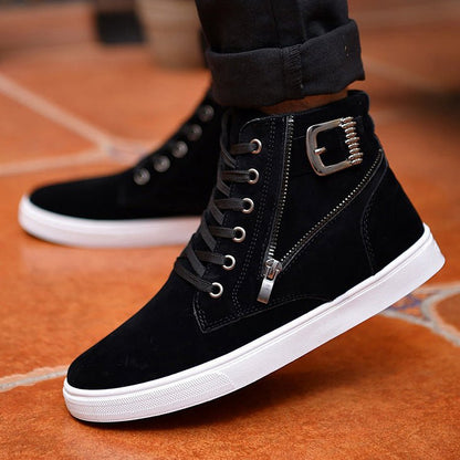 Winter Men's Boots Buckle Metrosexual Shoes Korean High Shoes British Style Casual Shoes - RALO COLLECTION STUDIO