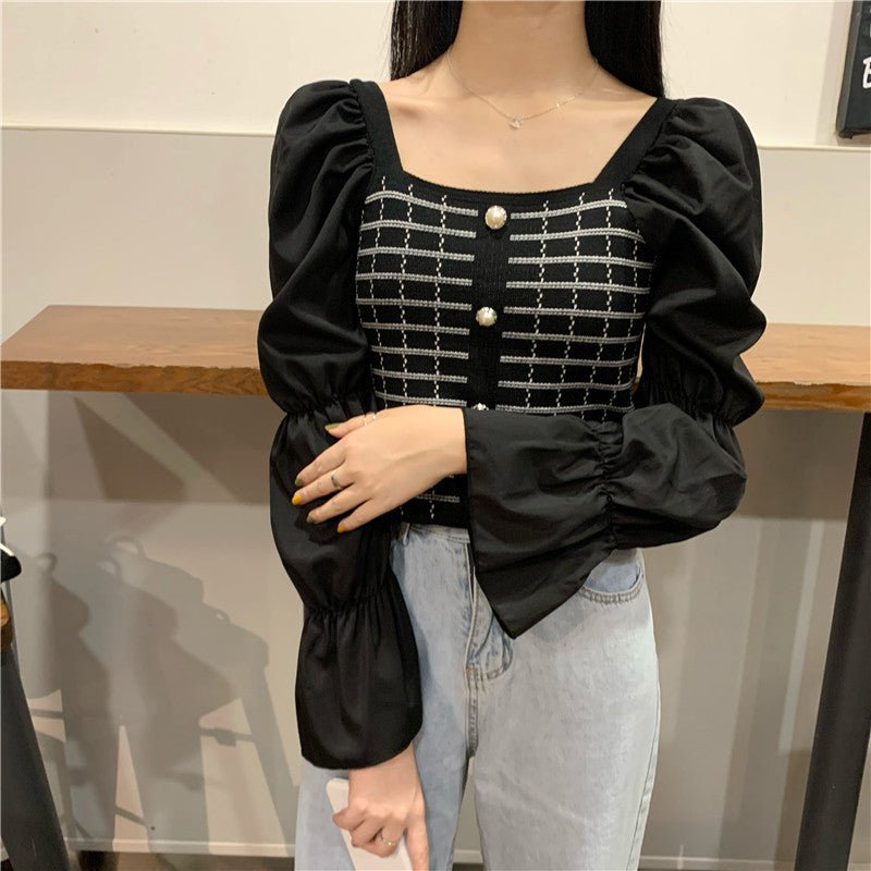 Woman Square-neck Shirt Short Temperament Shirt - RALO COLLECTION STUDIO