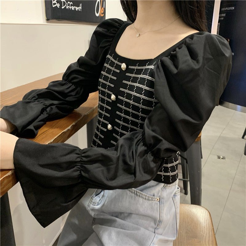 Woman Square-neck Shirt Short Temperament Shirt - RALO COLLECTION STUDIO